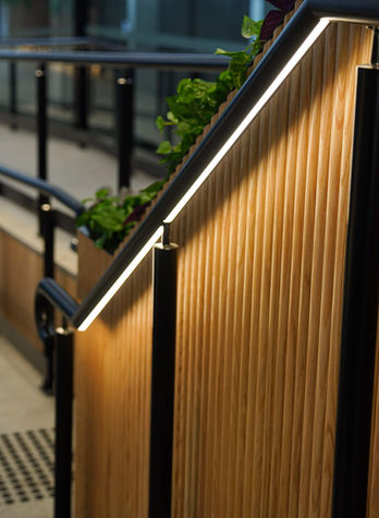 Black powder coated commercial handrail with LED lighting Geelong
