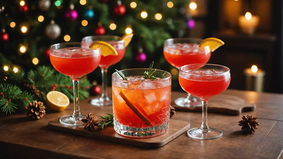 Festive holiday cocktails on a table