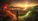 Person standing between red and green glowing paths at sunrise, symbolizing spiritual synergy, pause, guided action, and divine timing
