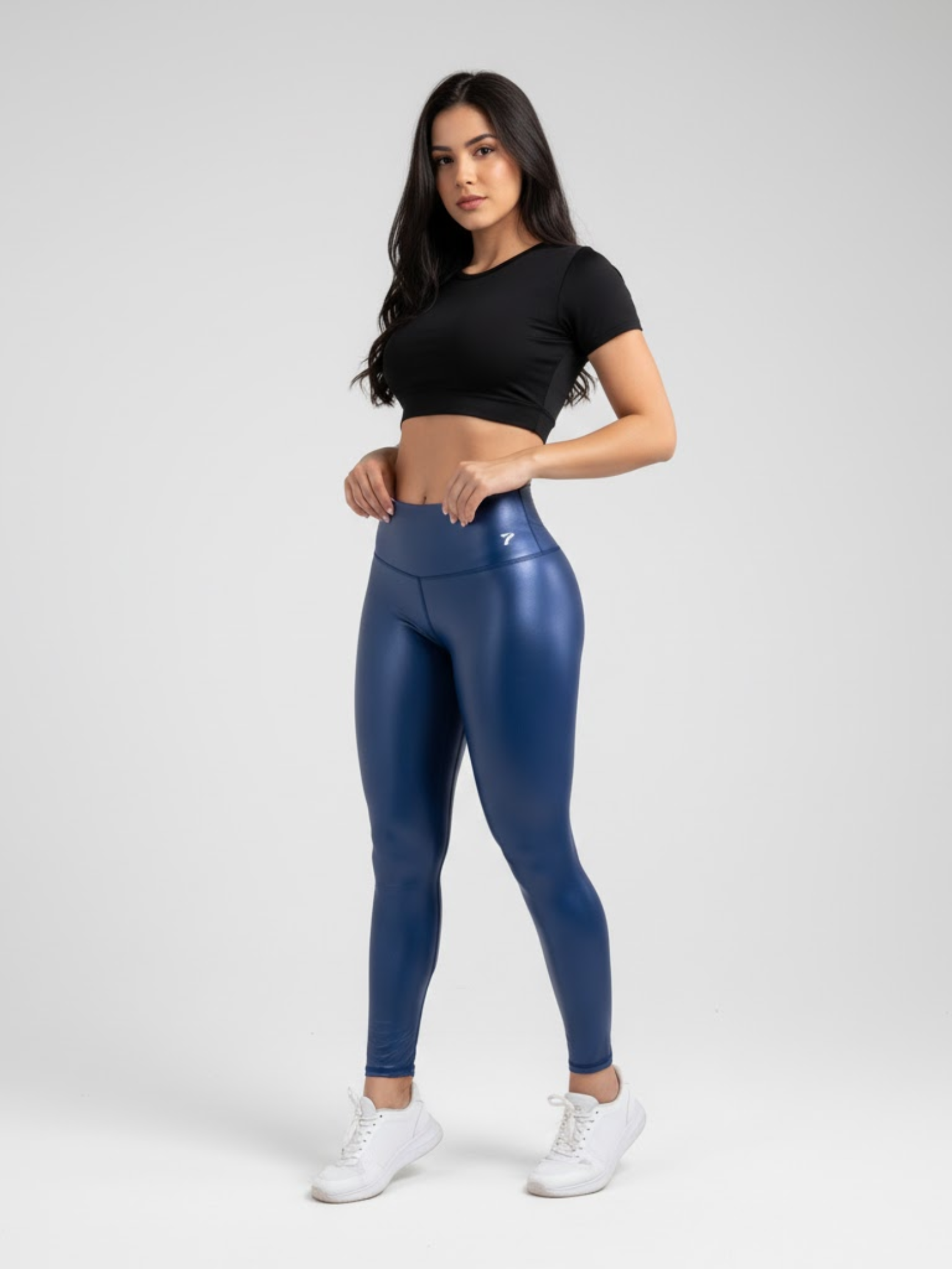 LEGGINS EFECTO CUERO - AZUL TURQUI