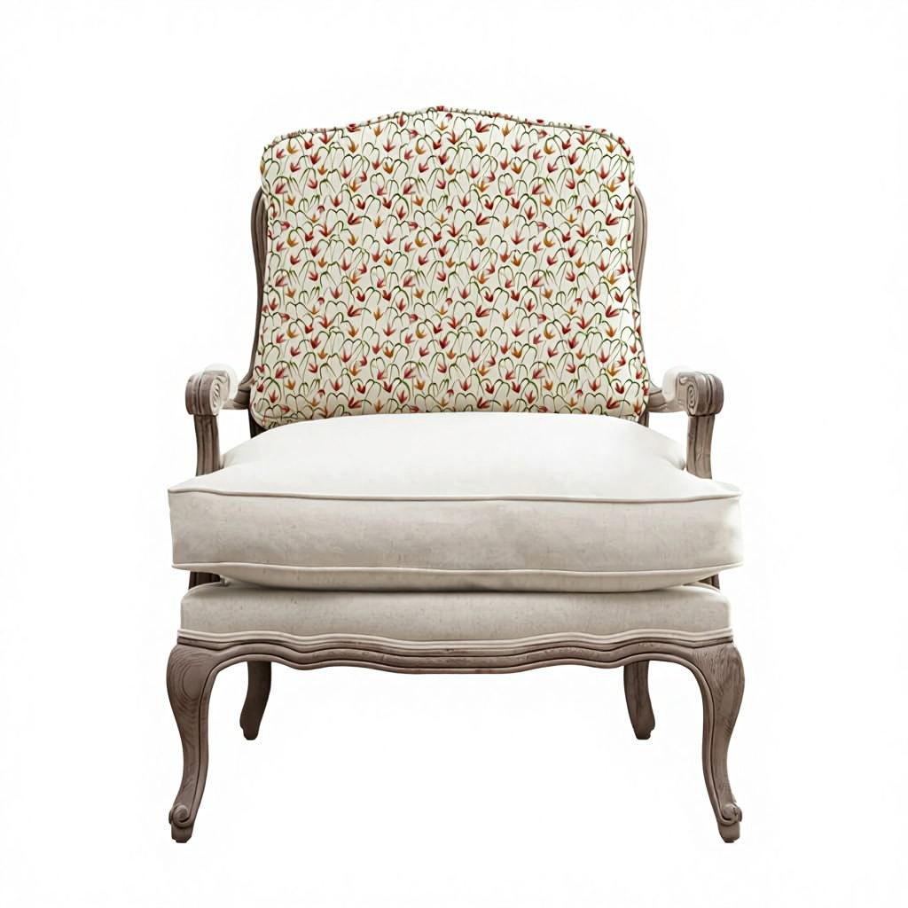 Traditional Carved Wood Floral Backrest Accent Armchair