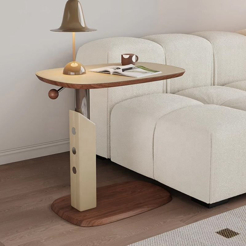 Modern Adjustable Rotating Wooden C-Side Table