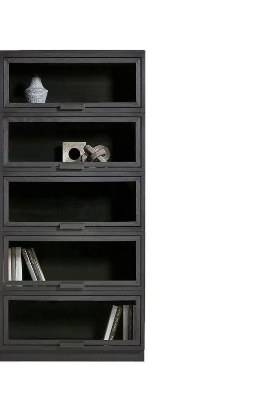 Glass-Door Tiered Stacked Bookcase