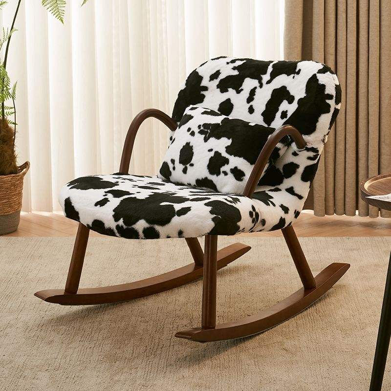 Modern Cow Print Upholstered Rocking Accent Lounge Chair