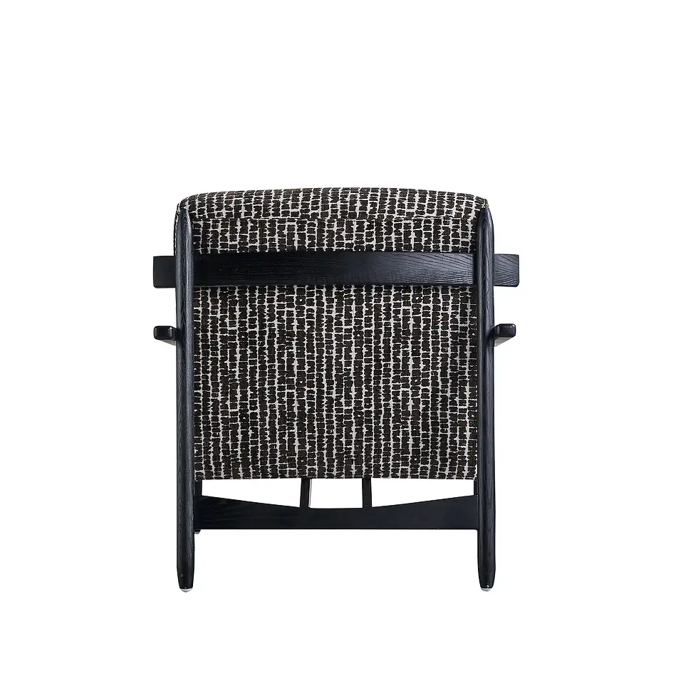 Thumbnail: Single Sofa Chair, Brown Fabric Lounge Chair with Beech Wood Arms