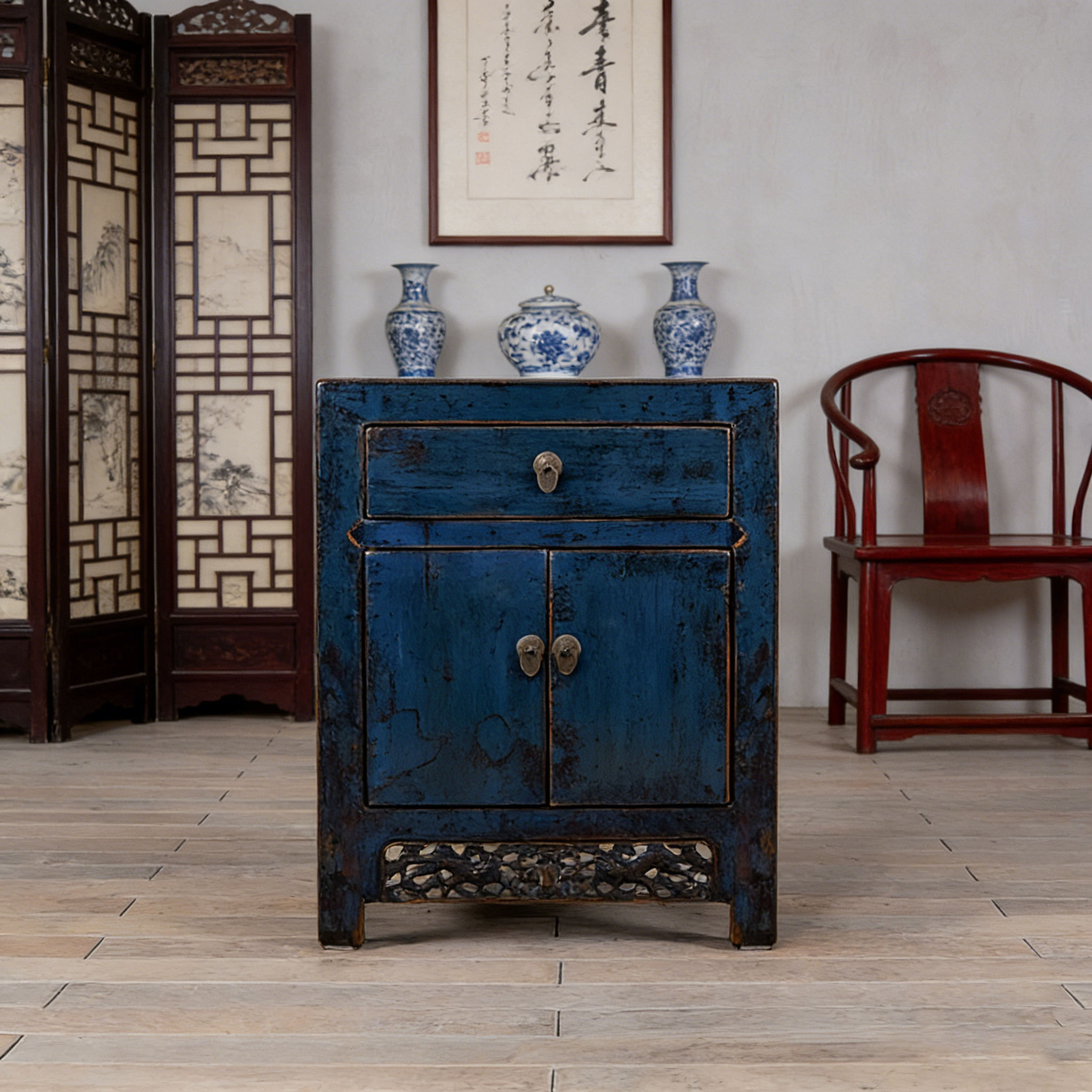 Hand-Painted Antique Wooden Cabinet
