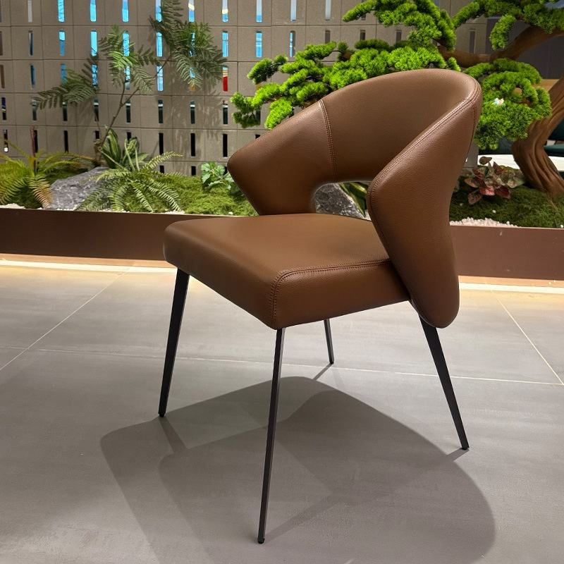 Modern Wabi-Sabi Leather Dining Chair