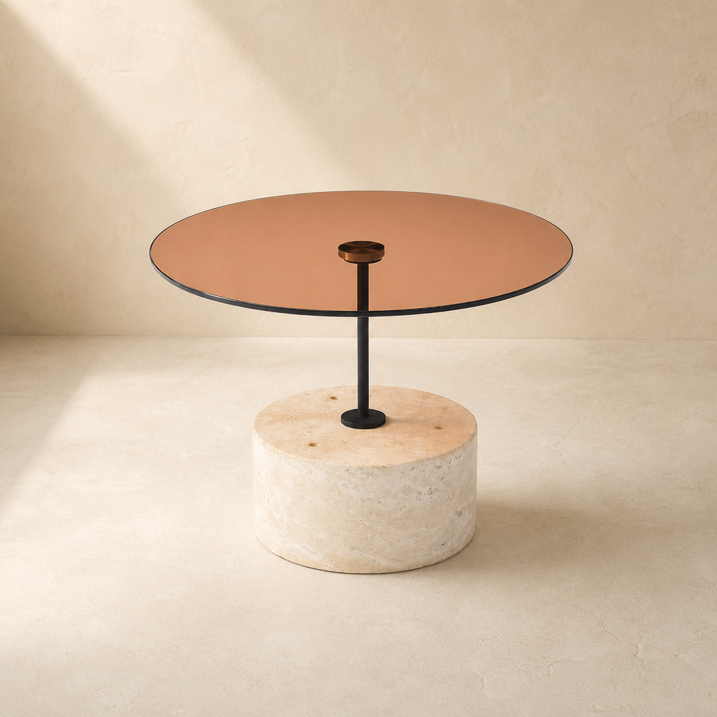 Modern Glass and Stone Accent Coffee Table