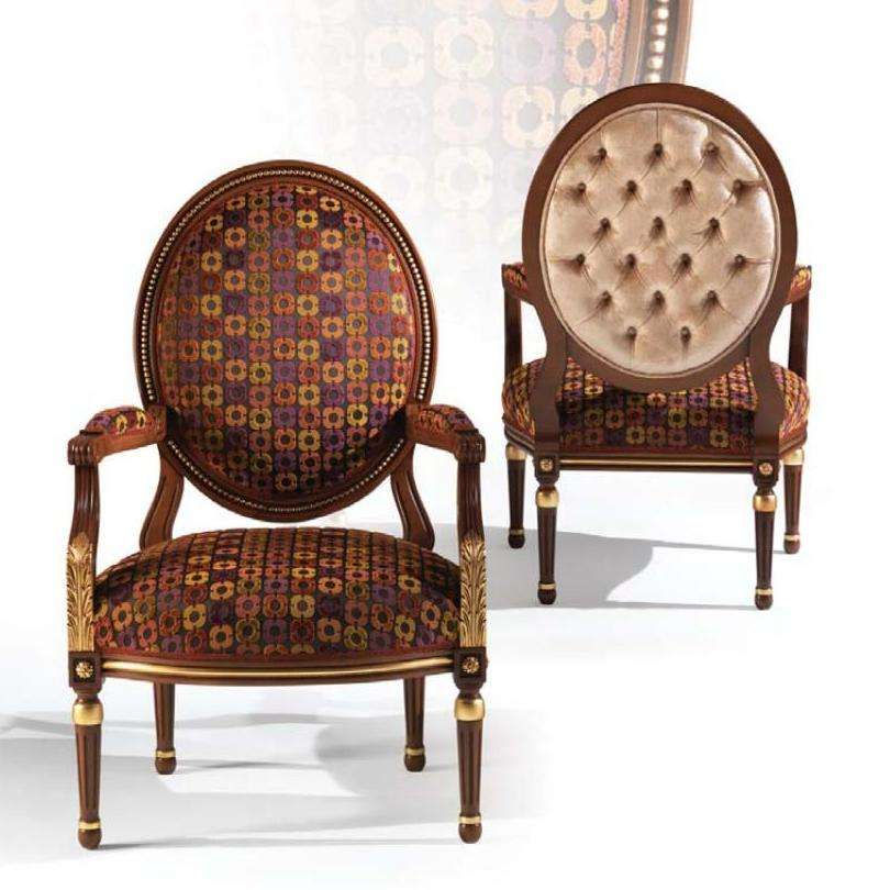French Vintage Upholstered Oval Back Armchair