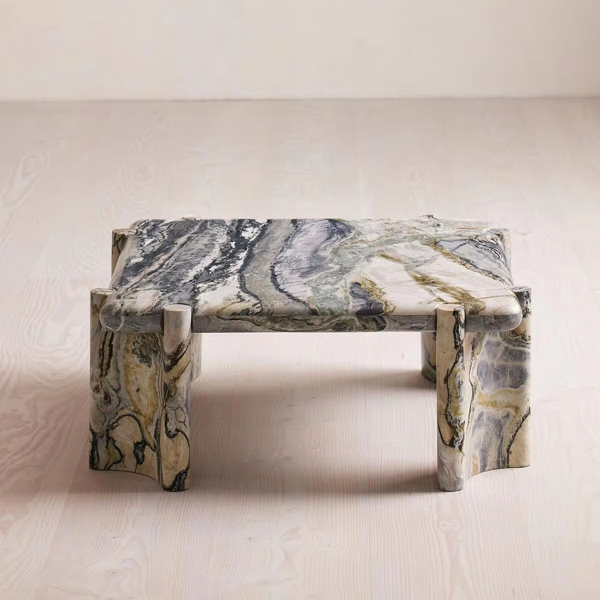 Sculptural Marble Low Coffee Table