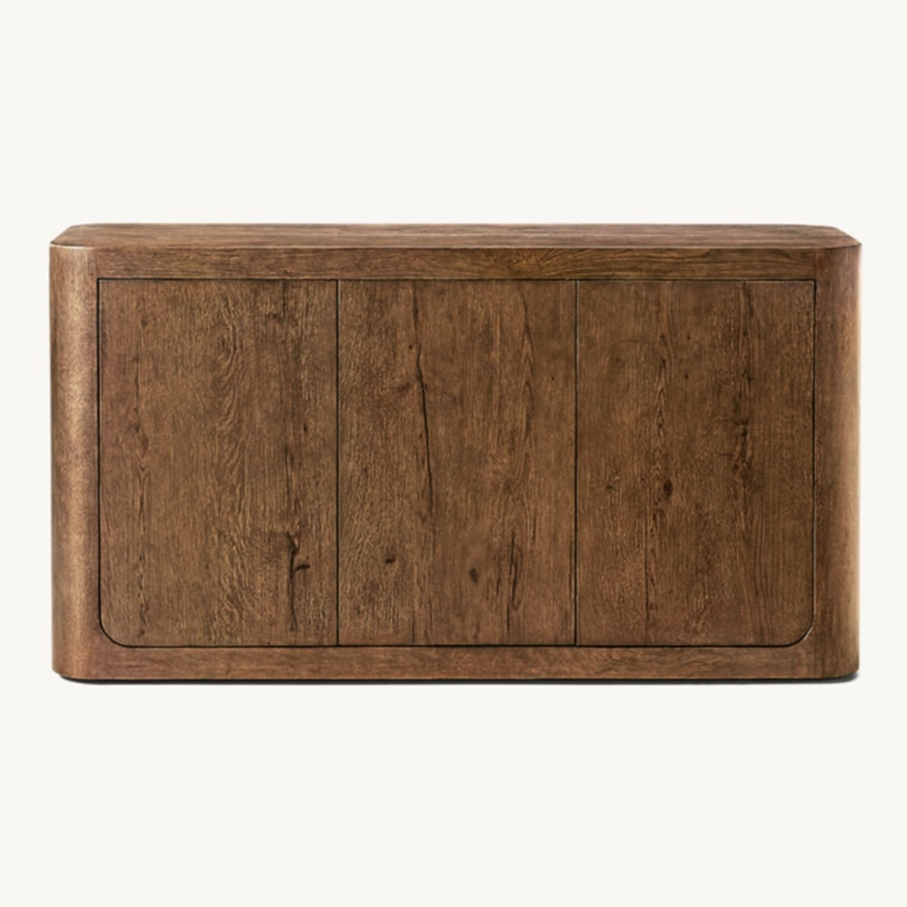 Rustic Oak Sideboard Buffet Cabinet 3 Door Credenza TV Media Console Table
