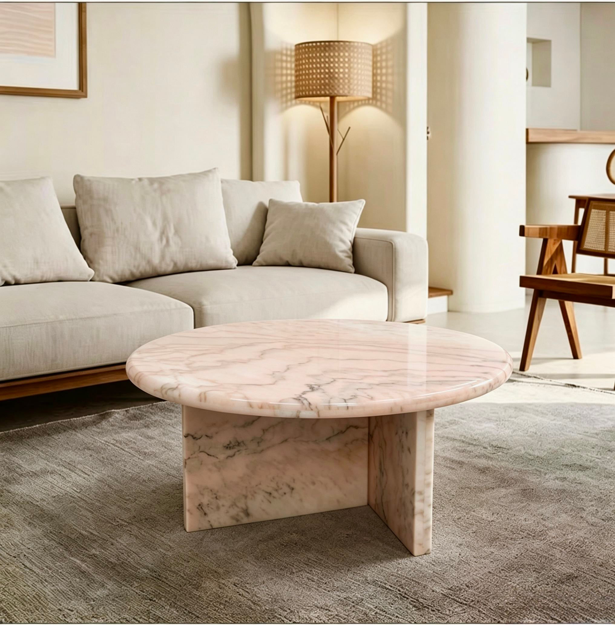 Modern Pink Marble Coffee Table
