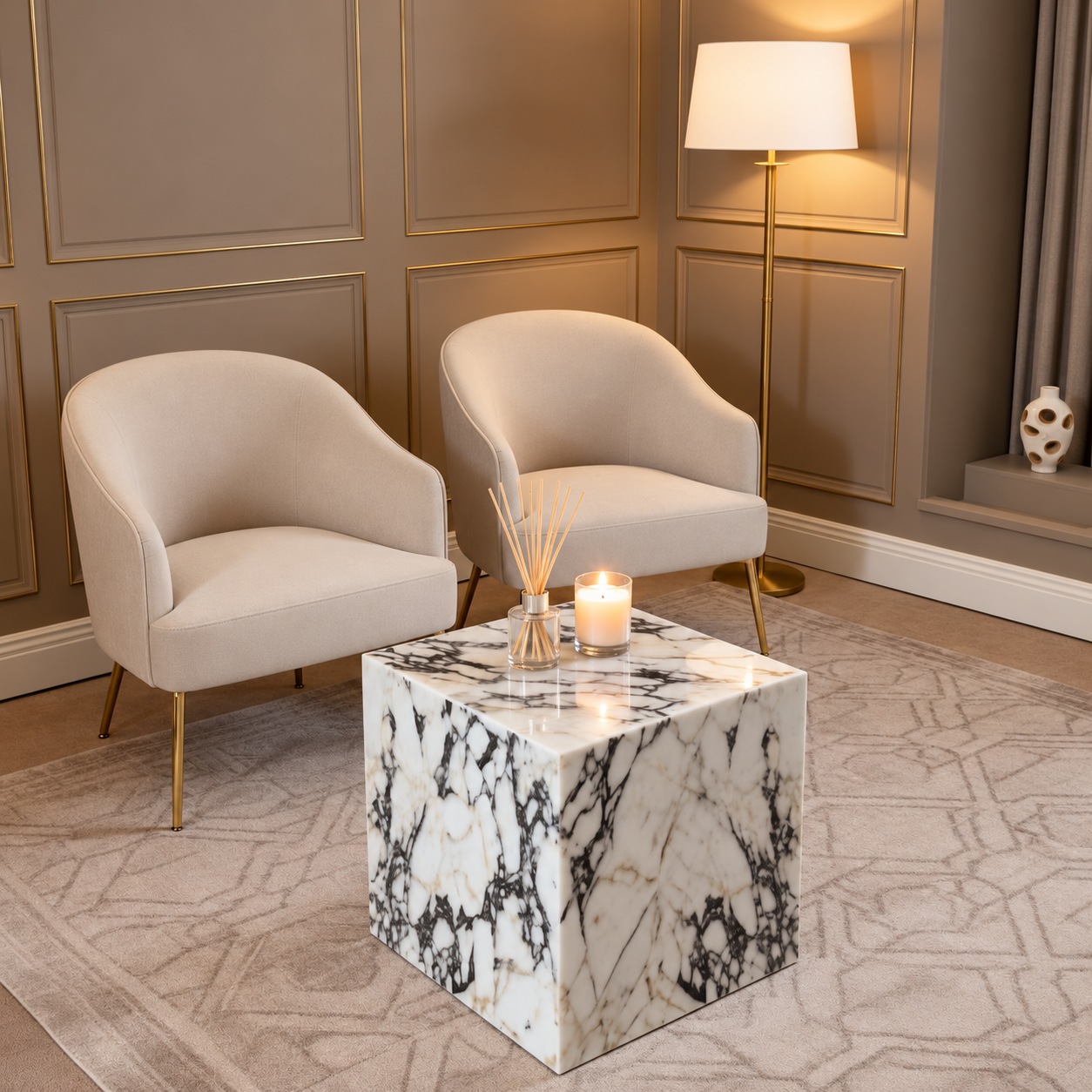 Square Marble Cube Coffee Table