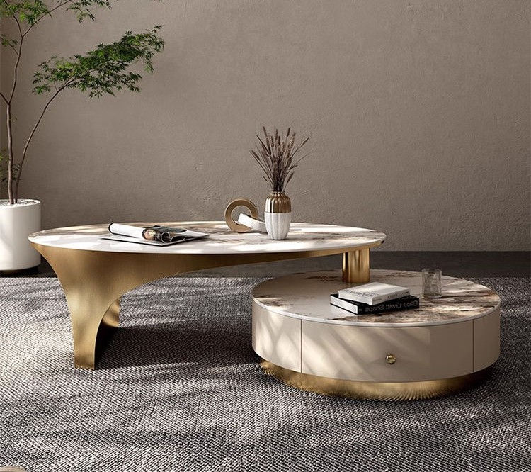 Metal Slate Coffee Table Set