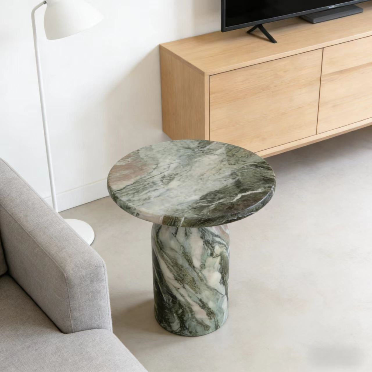Green Marble Pedestal Accent Table