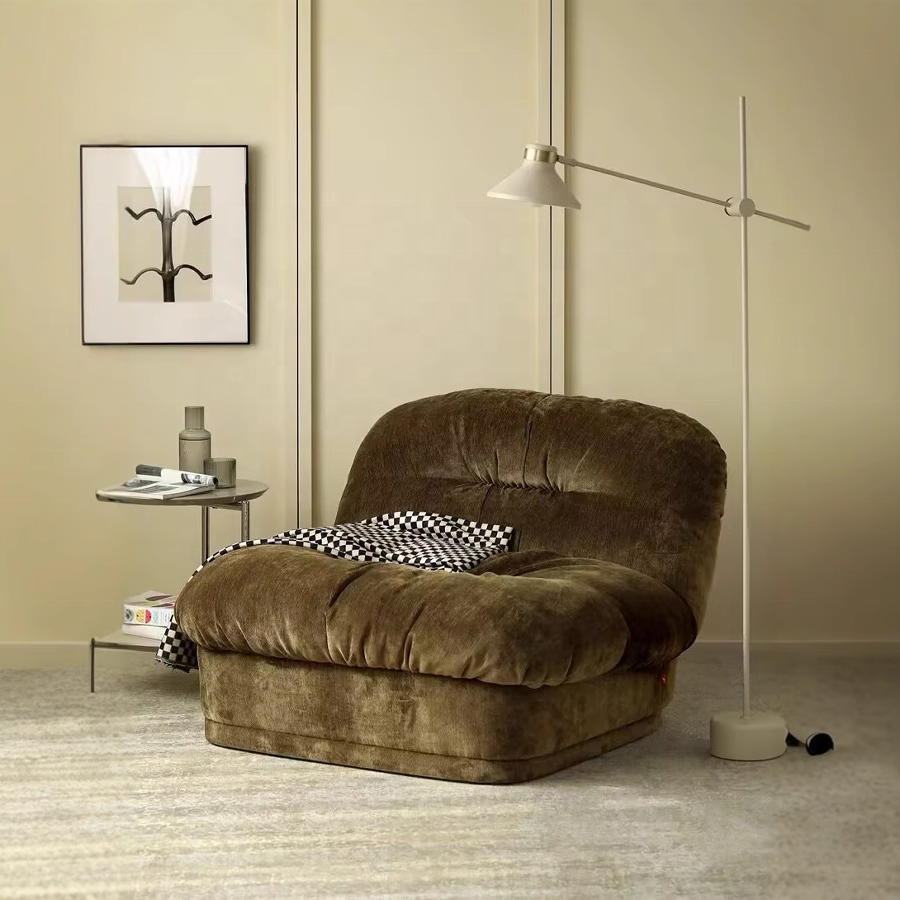Single Sofa Chair, Olive Drab Soft Chenille Lounge Chair for Living Room