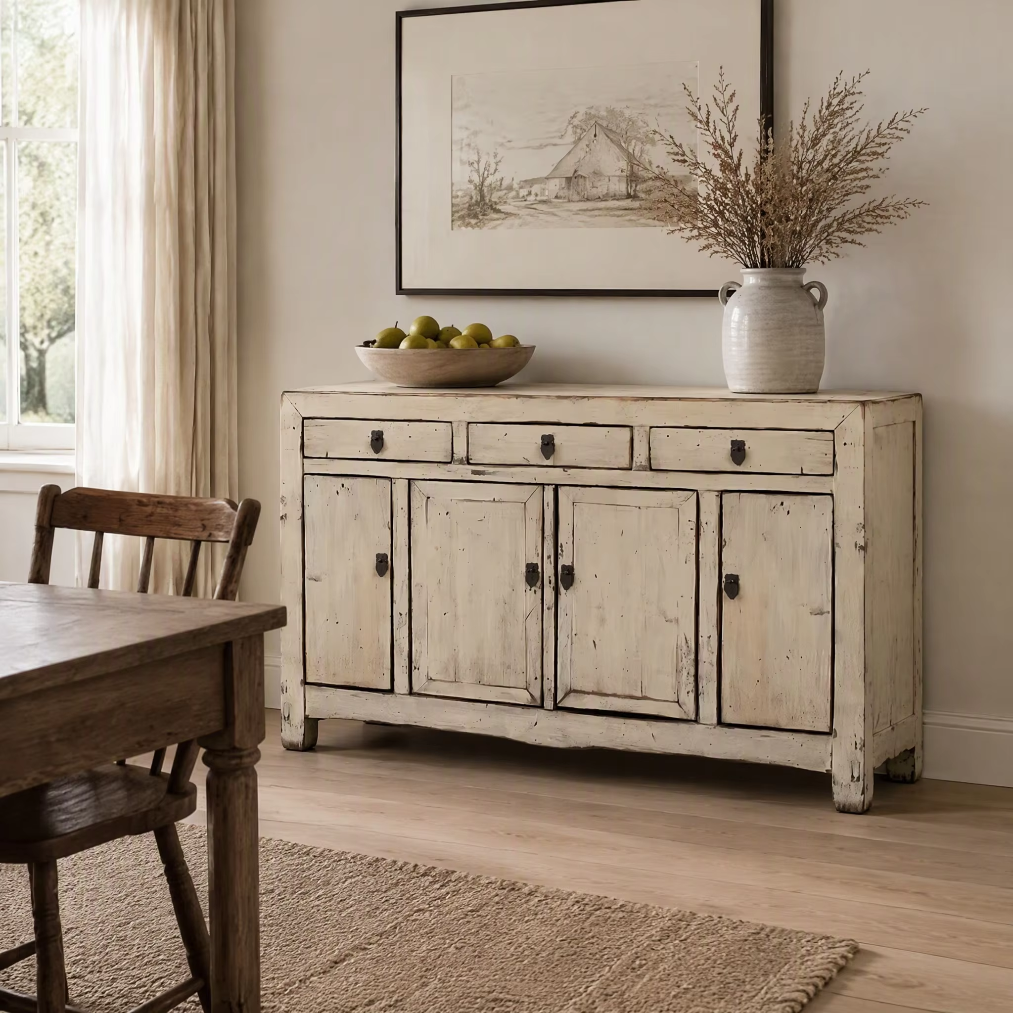 Distressed Wood Sideboard