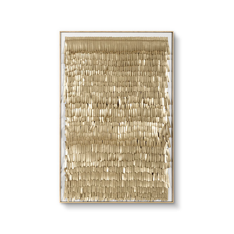 Luxury 3D Gold Fringe Wall Art Framed Abstract Decor
