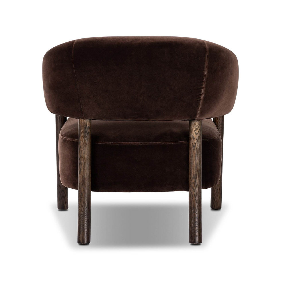 Thumbnail: Dark Brown Velvet Accent Chair, Solid Wood Frame Lounge Armchair