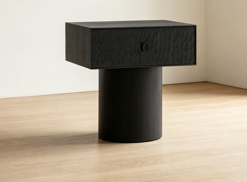 Pedestal Single-Drawer Wooden Nightstand