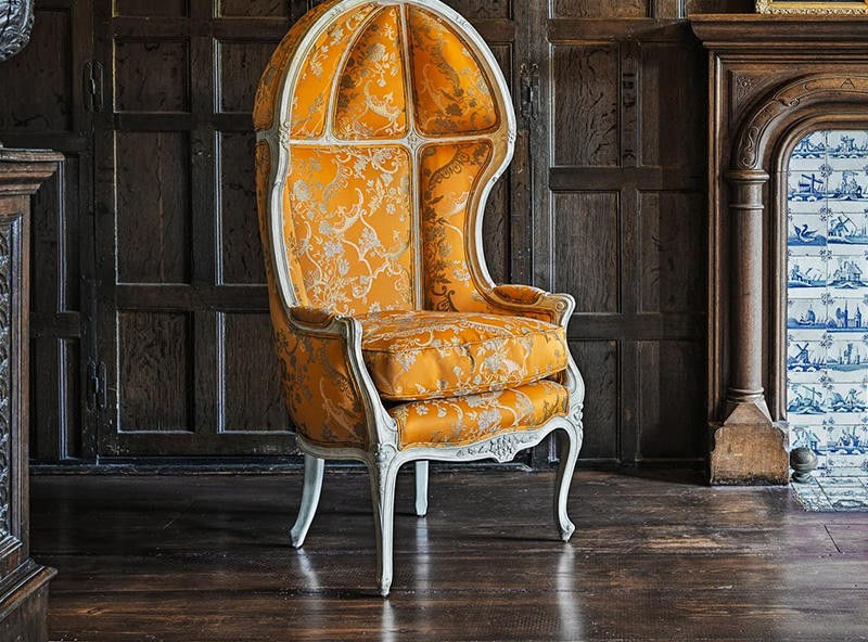 Baroque Domed Hood Brocade Accent Armchair