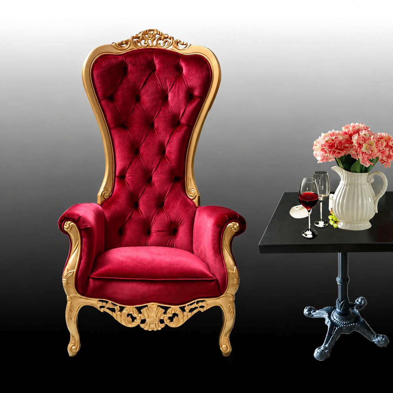 Royal Velvet High-Back Throne Chair