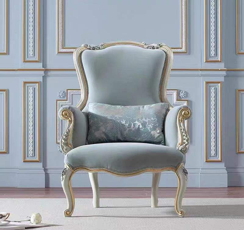European Carved Wood Accent Armchair