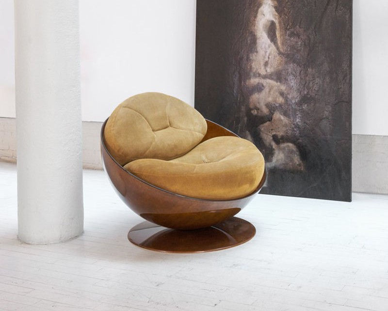 Scandinavian Fiberglass Swivel Ball Chair