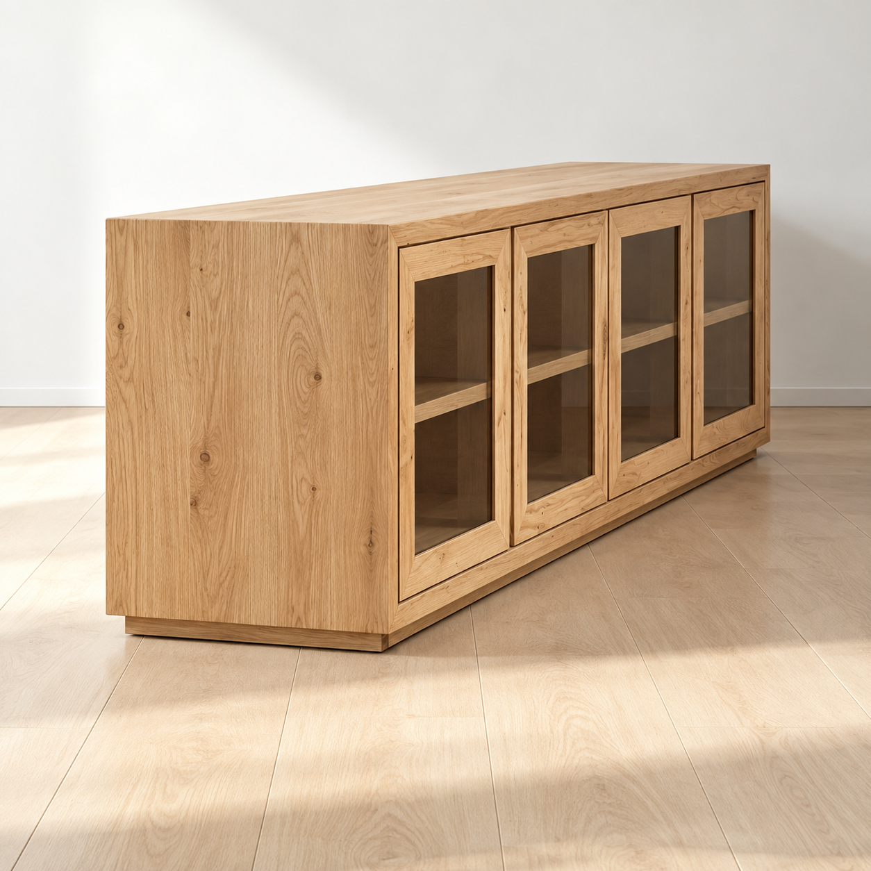 Glass-Door Wooden Credenza
