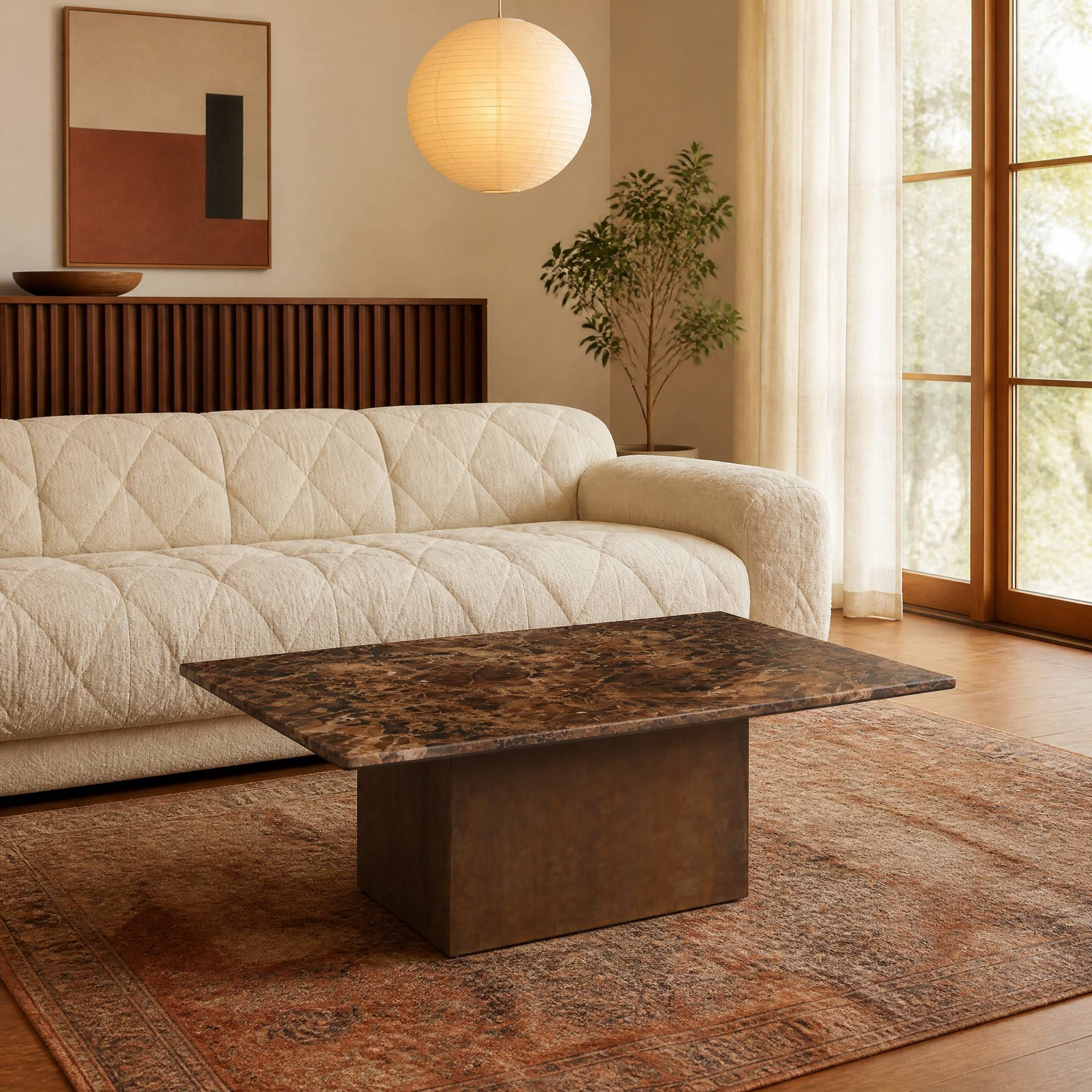Emperador Marble Rectangular Coffee Table