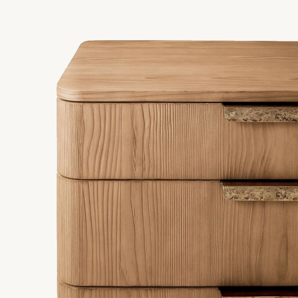 Thumbnail: Rattan Nightstand Woven Cane Bedside Table 3 Drawer Accent End Table