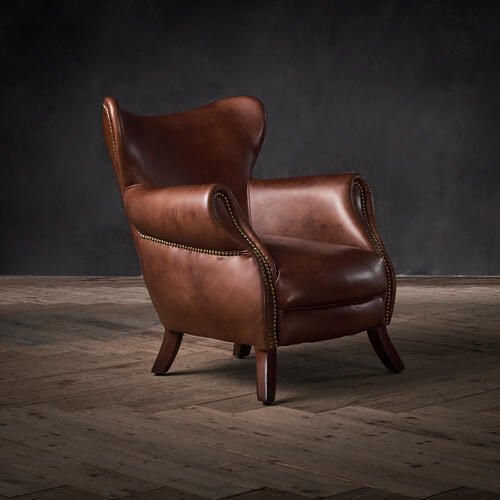 Wingback Accent Chair, Brown, Soft Polyester Lounge Chair for Living Room