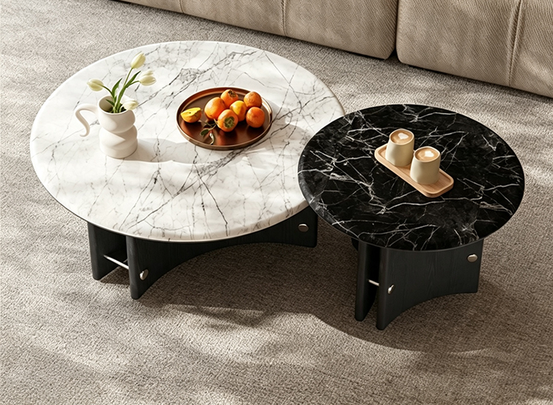 Modern Minimalist Round Nesting Coffee Table Set