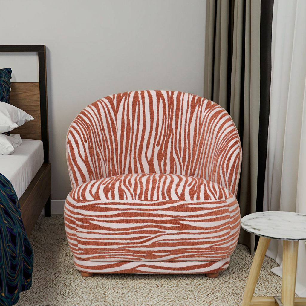 Modern Animal Print Fabric Accent Chair
