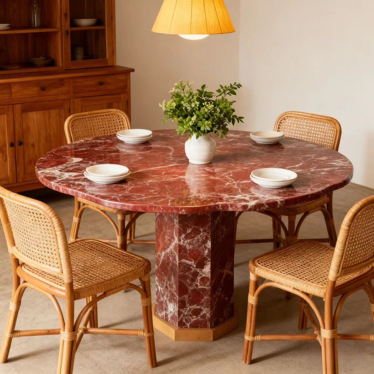 Rosso Levanto Pedestal Dining Table