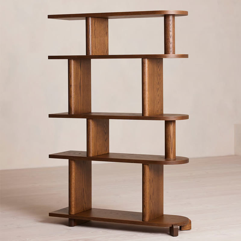 Curved-Support Open Wood Bookcase