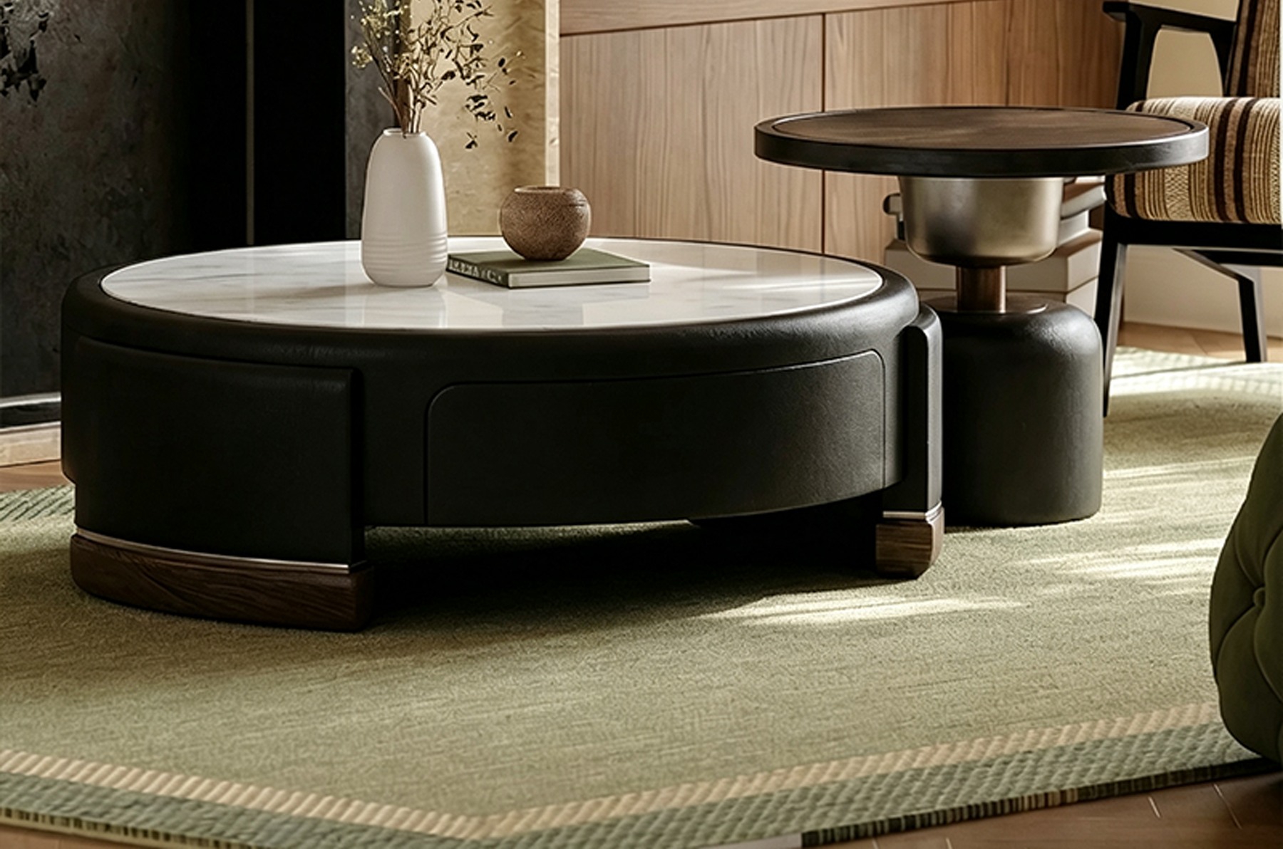 Modern Vintage Round Coffee Table Set