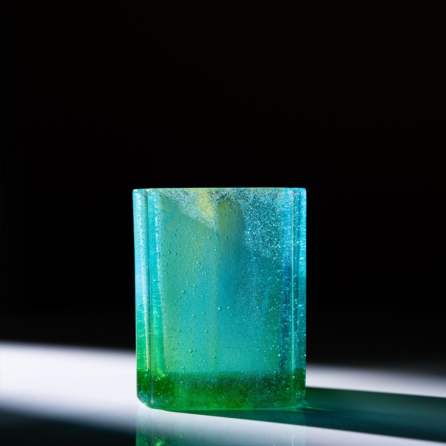 Green Crystal Glass Coffee Cup Frosted Art Deco Tumbler