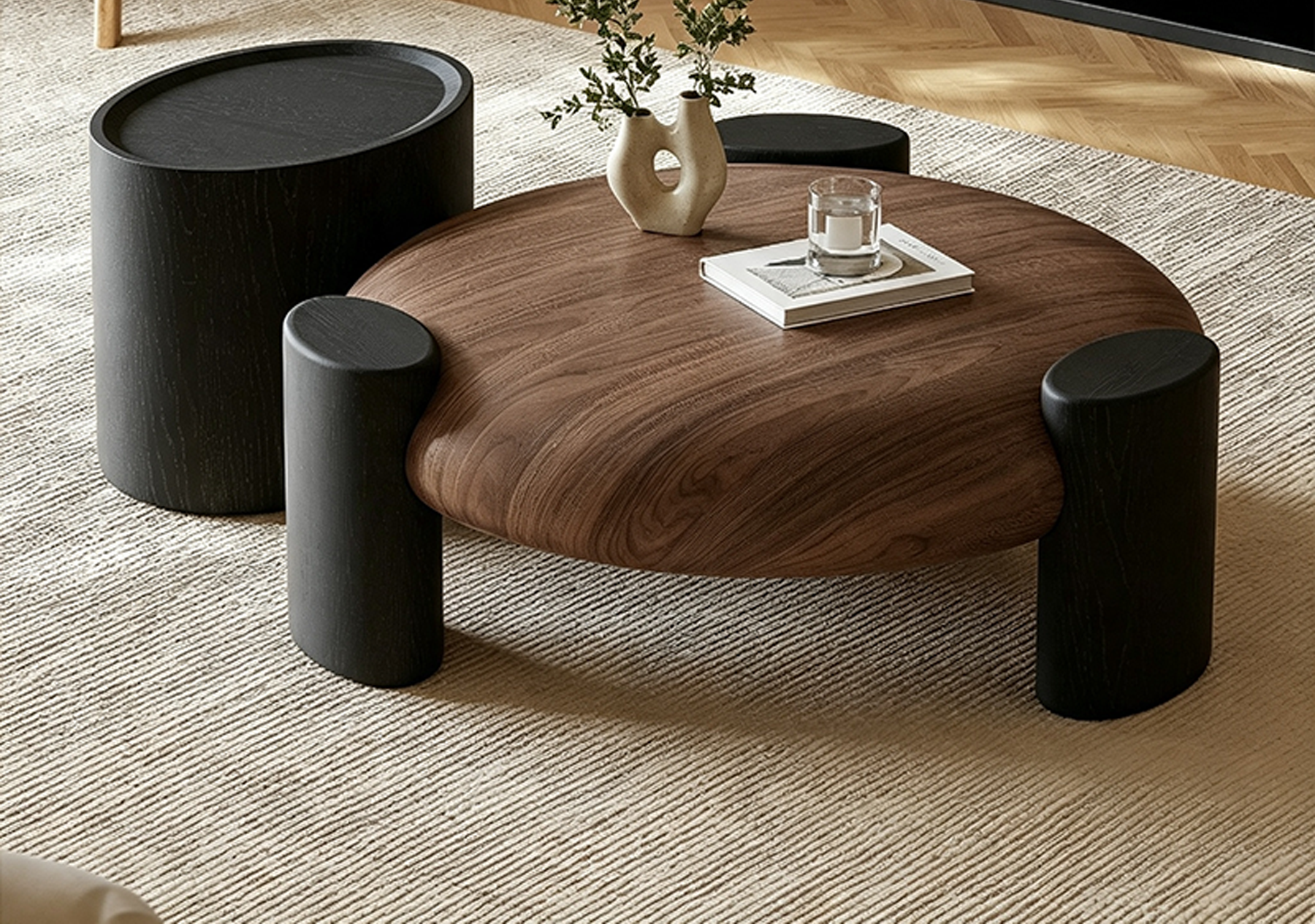 Modern French Style Round Coffee Table Set