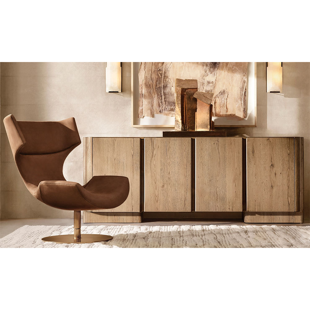 Modern Oak Sideboard Credenza Natural Wood Buffet Storage Cabinet