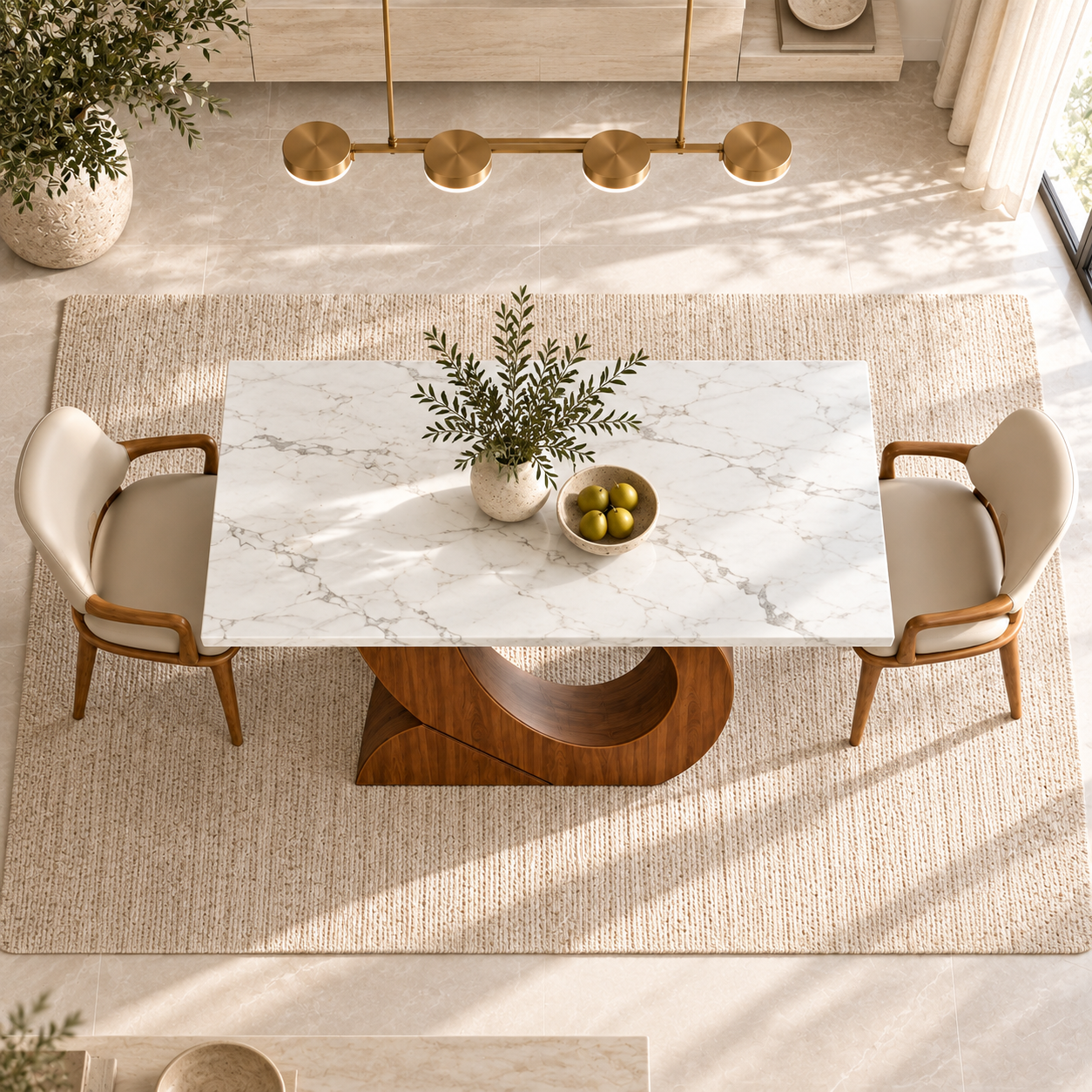 Modern Marble-Look Dining Table