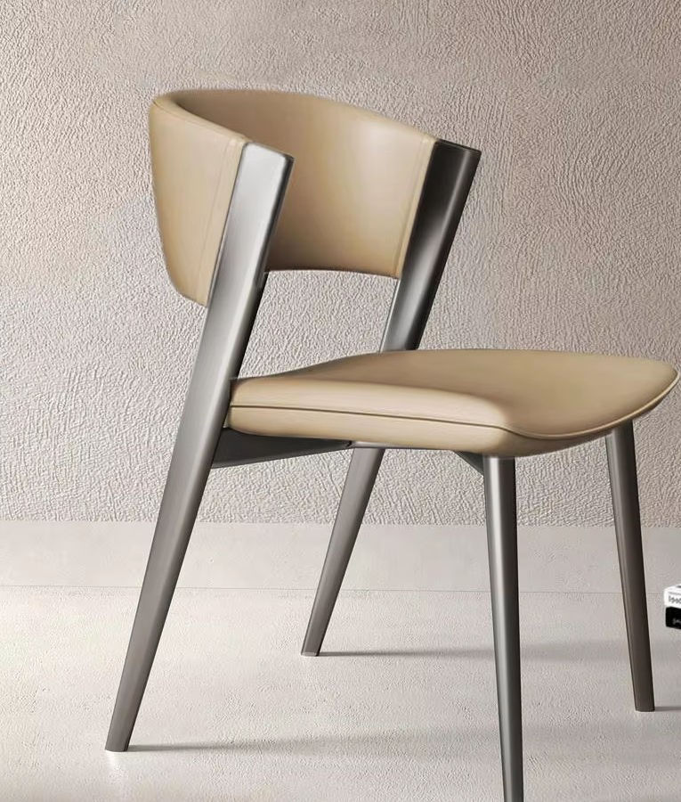 Modern Faux Leather Metal Dining Chair