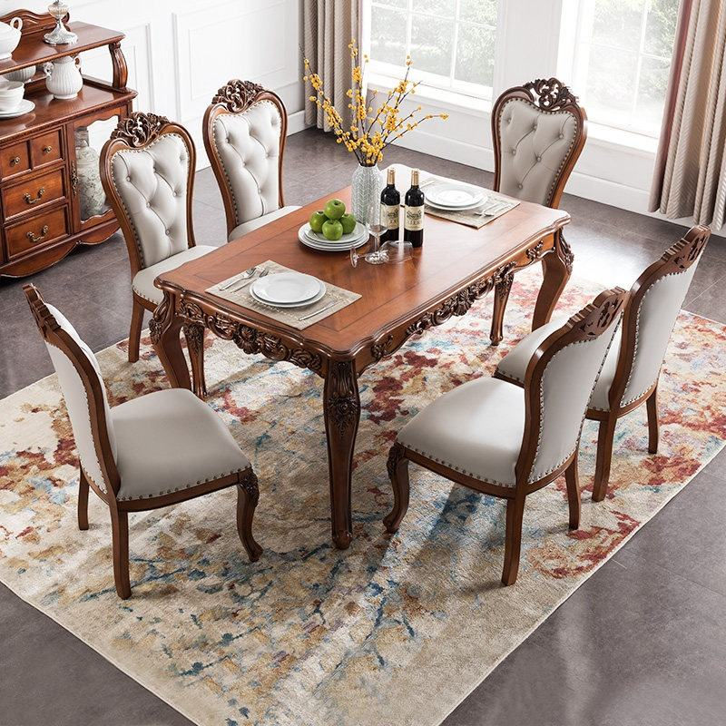 European Heritage Carved Oak Dining Table