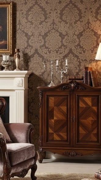 Baroque Walnut Parquetry Accent Cabinet