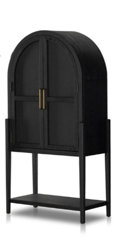 Arched-Top Wood Storage Cabinet