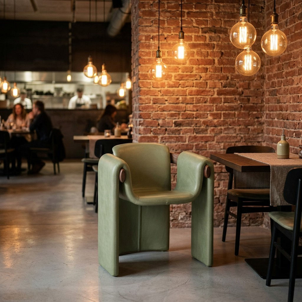 Green Velvet Dining Chair with Wood Accents, Modern Upholstered Armchair