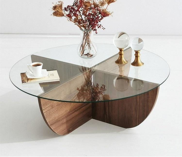Modern Nordic Glass Top Wooden Center Table