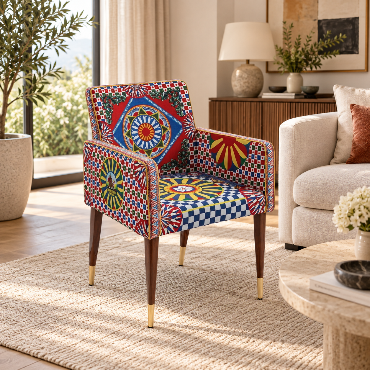Dining Chair, Colorful Upholstered Wood Accent Chair for Dining Room