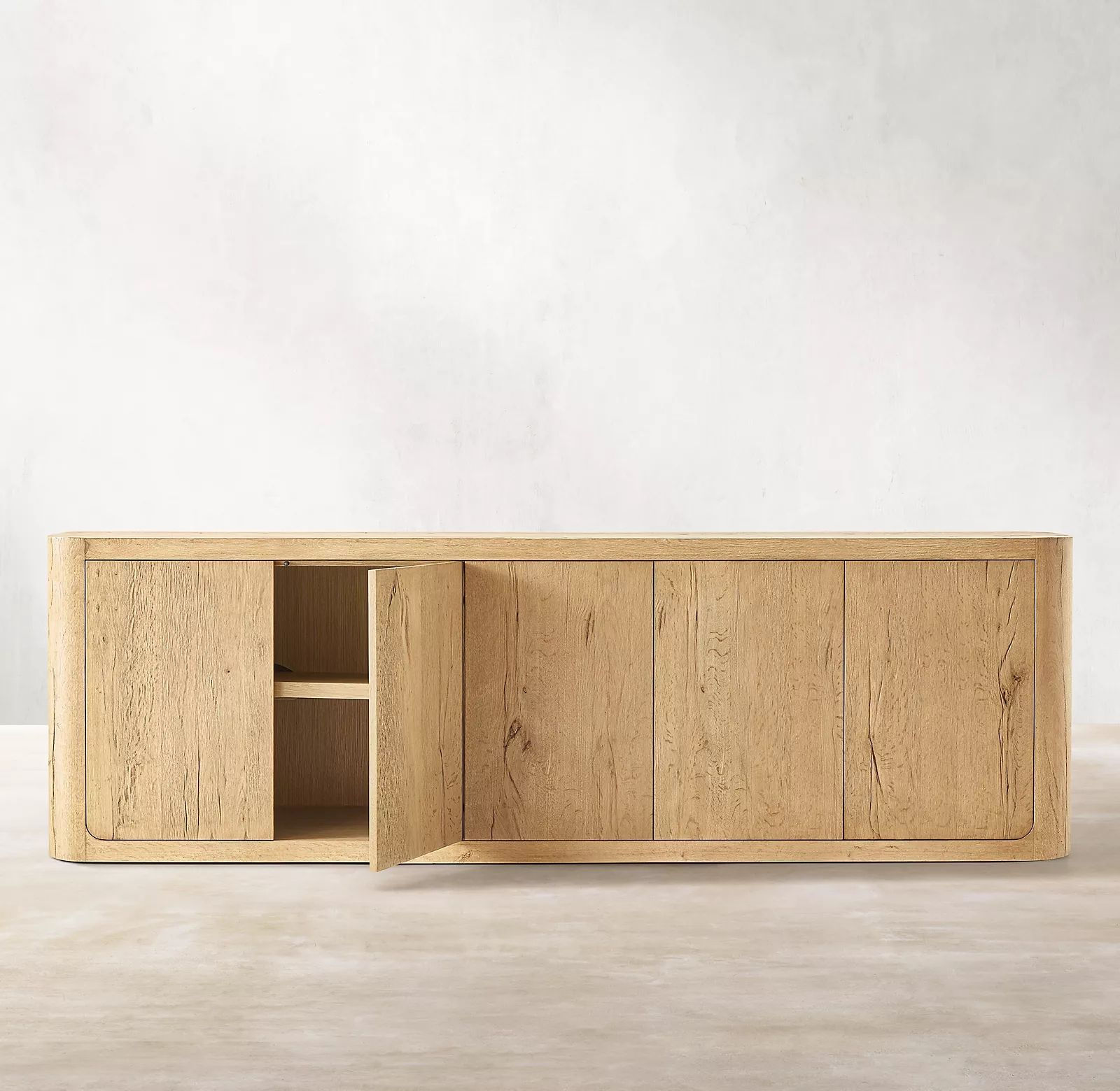 Modern Oak Sideboard Credenza Natural Wood Buffet Storage Cabinet