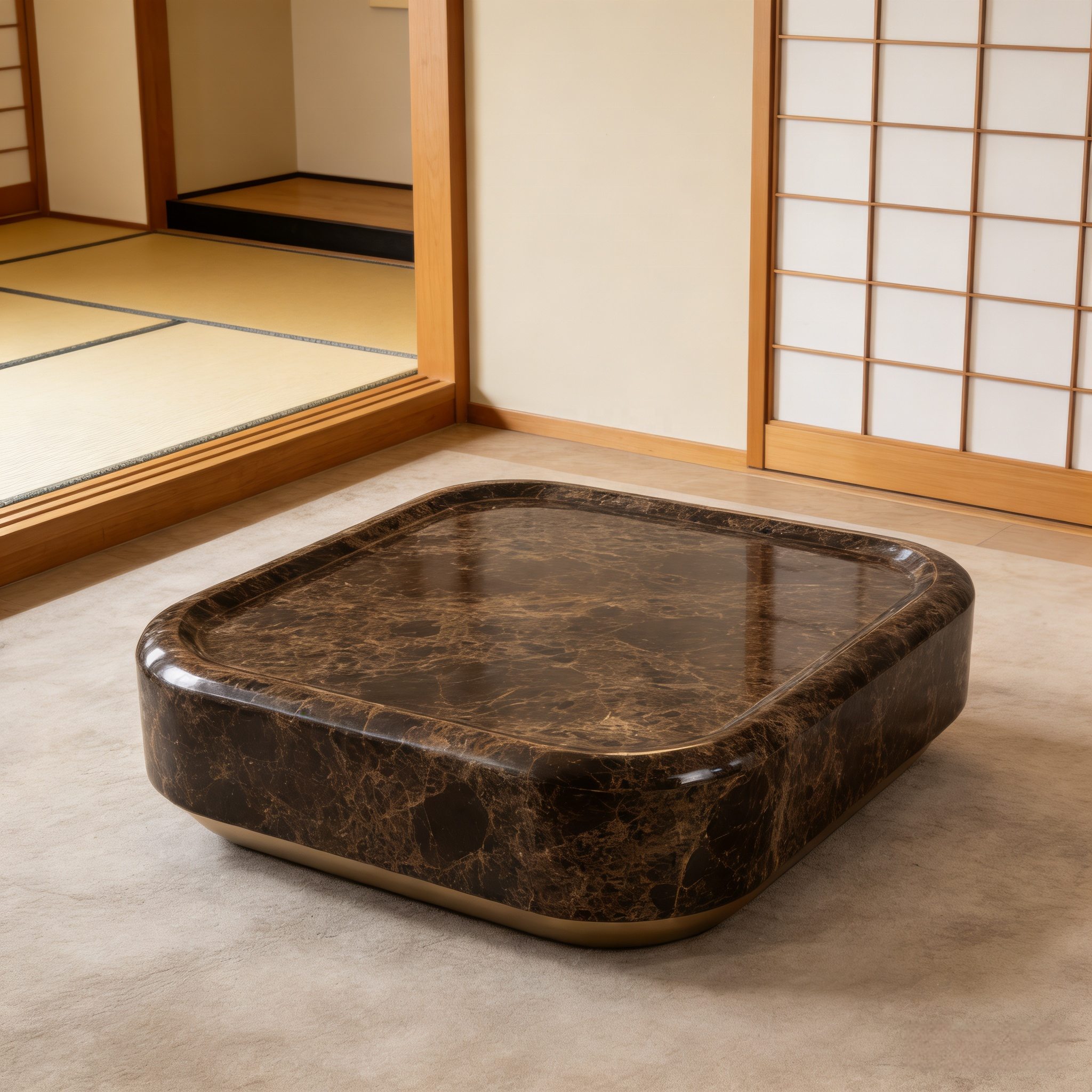 Dark Brown Marble Low Coffee Table